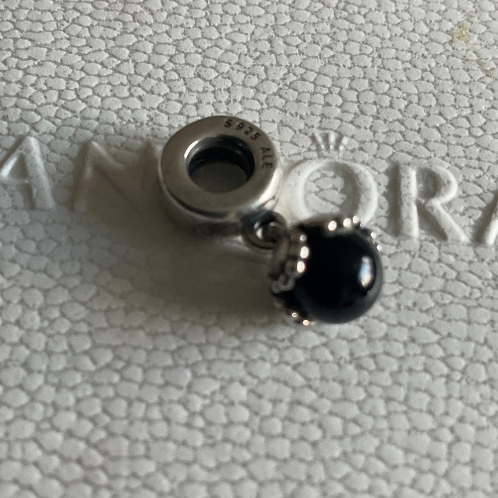 Pandora Onyx Silver Charm with Black Accent